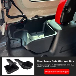 Rear Trunk Side Storage Box Organizer Tray Stowing Tidying For Jeep Wrangler JL 2018 2019 2020 2021 JLU Sahara Rubicon 4 Doors