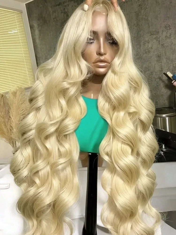 

34 Inch 613 13x4 Lace Front Wig Human Hair Body Wave Blonde Wig Human Hair 613 HD Transparent Blonde Lace Front Wigs Pre Plucked
