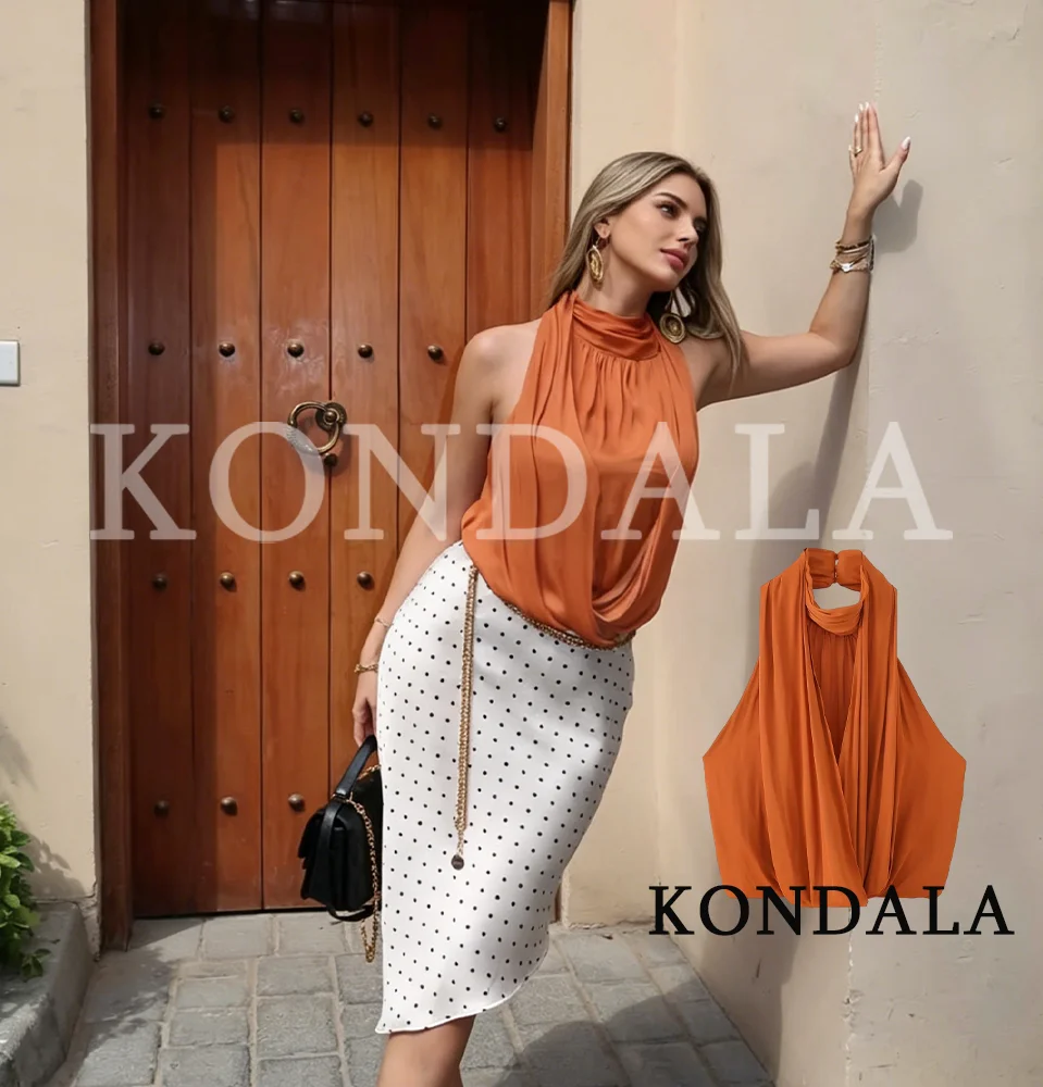 KONDALA Elegantes y Modernos Tops Halter para Mujer, Verano, Estilo Urbano, para Cenas y Fiestas, Nuevo 2026, Moda Casual Chic, Tops Halter para Damas