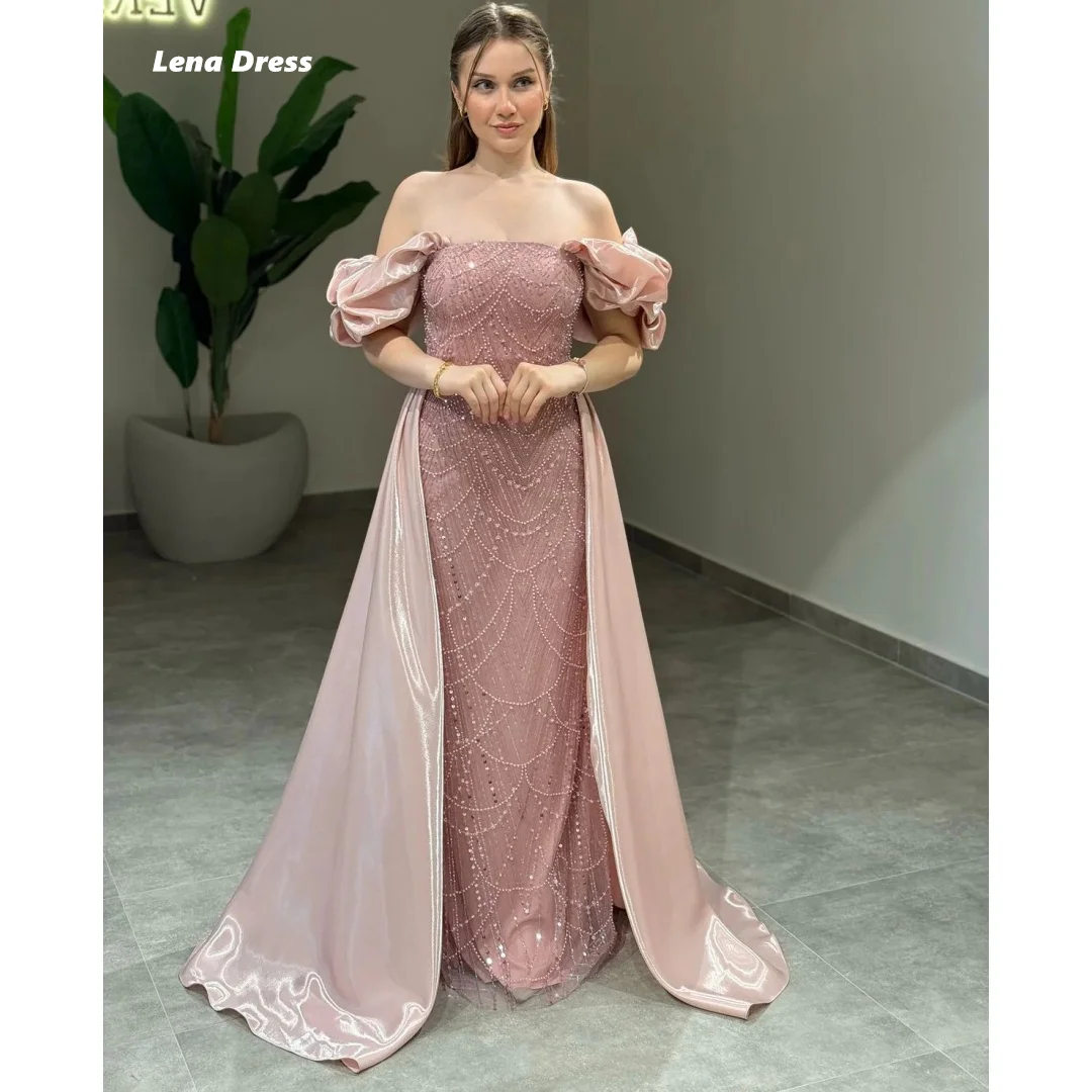 

Lena Pink Evening Dresses Woman Elegant Dress Luxury Wedding Guest Beads Shawl Custom Made Mermaid Women's Prom Dress 2025 Party