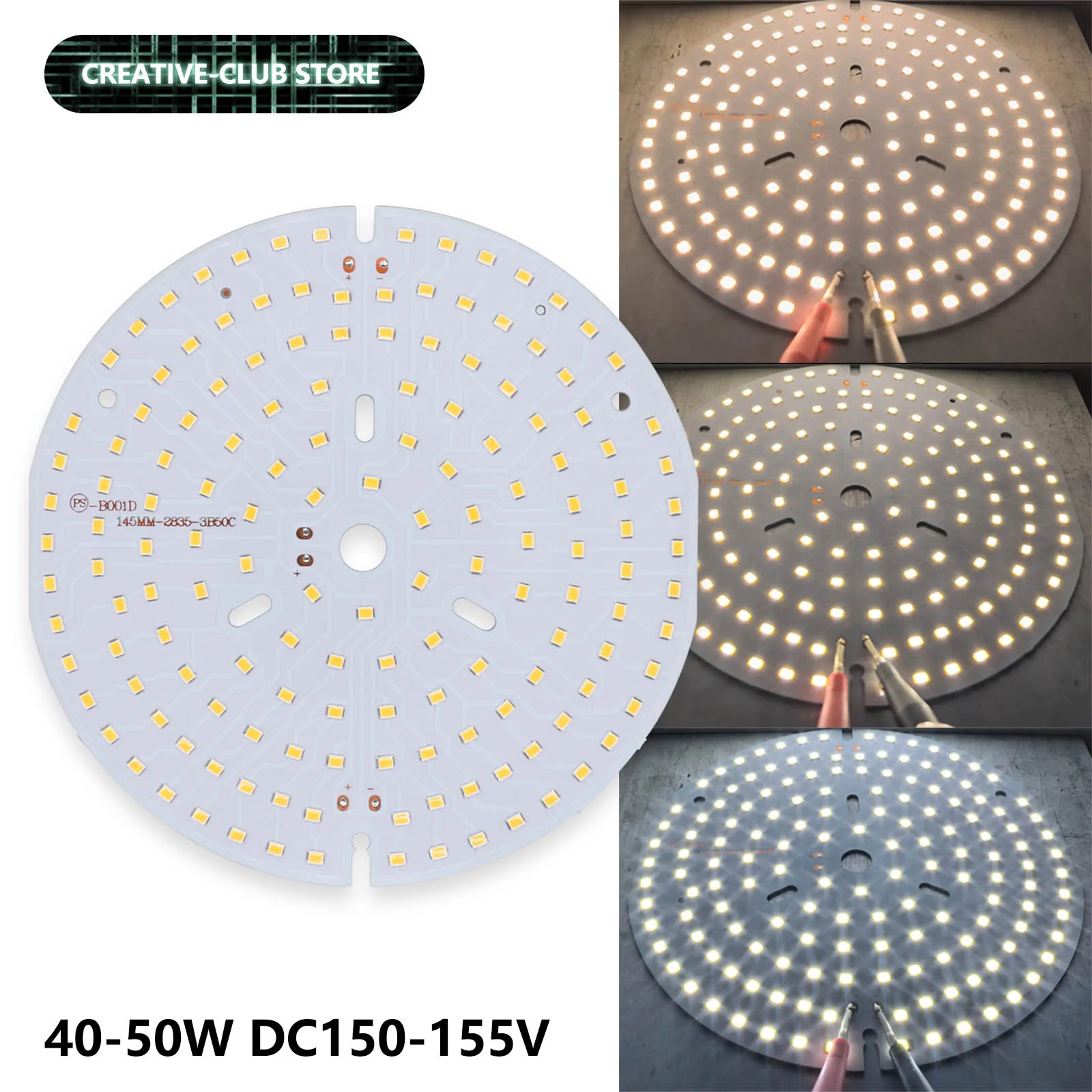 PCB LED Light Source Round Light Panel 40-50W DC150-155V 250-300mA SMD2835 DIY Light Bulb Modification Light Panel Accessories