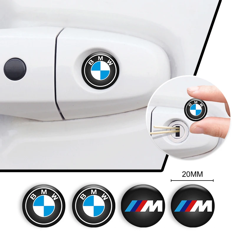 4Pcs Car styling Lock Keyhole Stickers Decoration Protection For BMW M Power Performance F10 F31 E36 E39 E87 E90 X3 X5 e46 e87 m