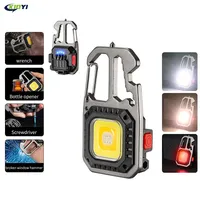 Mini LED Flashlight Work Light Portable Pocket Flashlight Keychains USB Rechargeable for Outdoor Camping Small Light Corkscrew