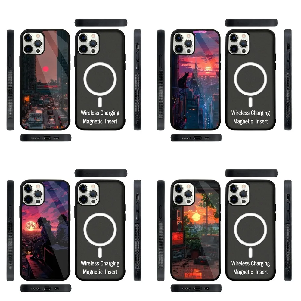 

Sunset Scenery Phone Case Strong Magnetic For IPhone 16,15,14,13,Pro,Max,Plus,11,12,Mini For Magsafe Wireless Charging