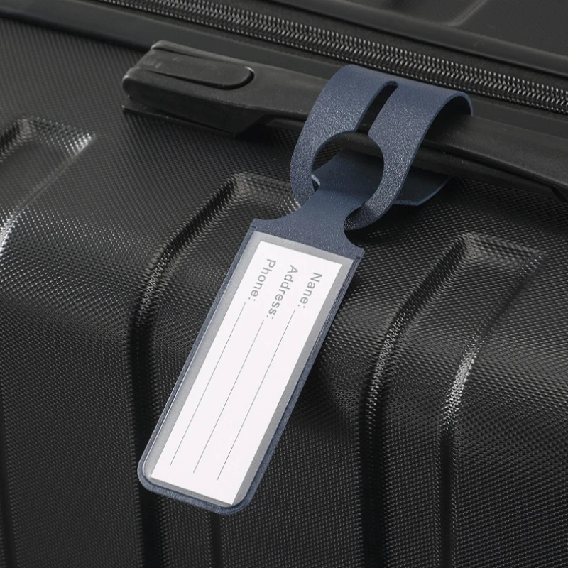 

1PC PU Leather Luggage Tag Long Style Baggage Suitcase Bag ID Name Addres Holder Boarding Tags Portable Label Travel Accessories