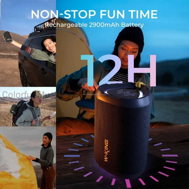 W-KING D110 RGB Wireless Bluetooth Speaker LED Display 15W Heavy Bass IPX7 Waterproof for Outdoor Parties Compatible Computer TF