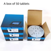 Papel de lija azul americano NORTON, correa trasera de terciopelo de 150mm, autoadhesiva, molienda en seco, abrasivo redondo de 31 agujeros de 6 pulgadas para automoción