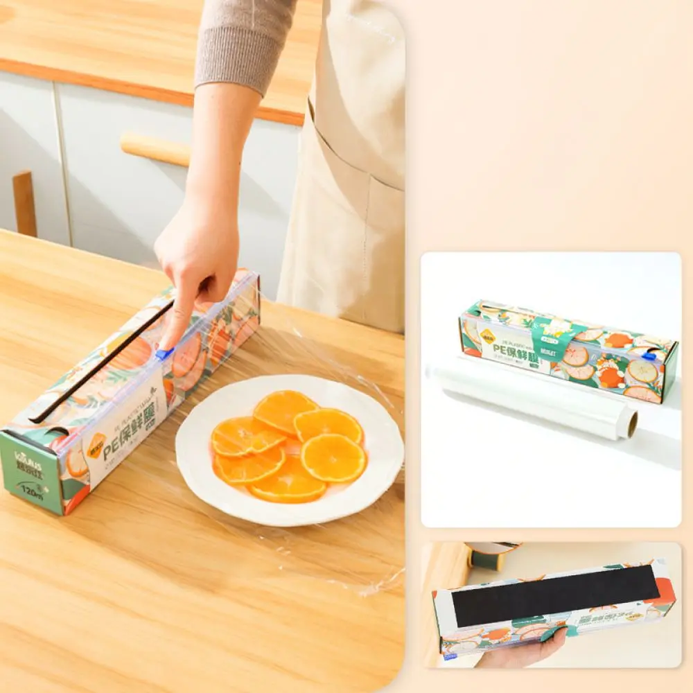 Safe Sliding Cutter Cling Film Dispenser Kitchen Gadget Household Food Wrap Storage Box For Efficient Fresh Keeping Tool