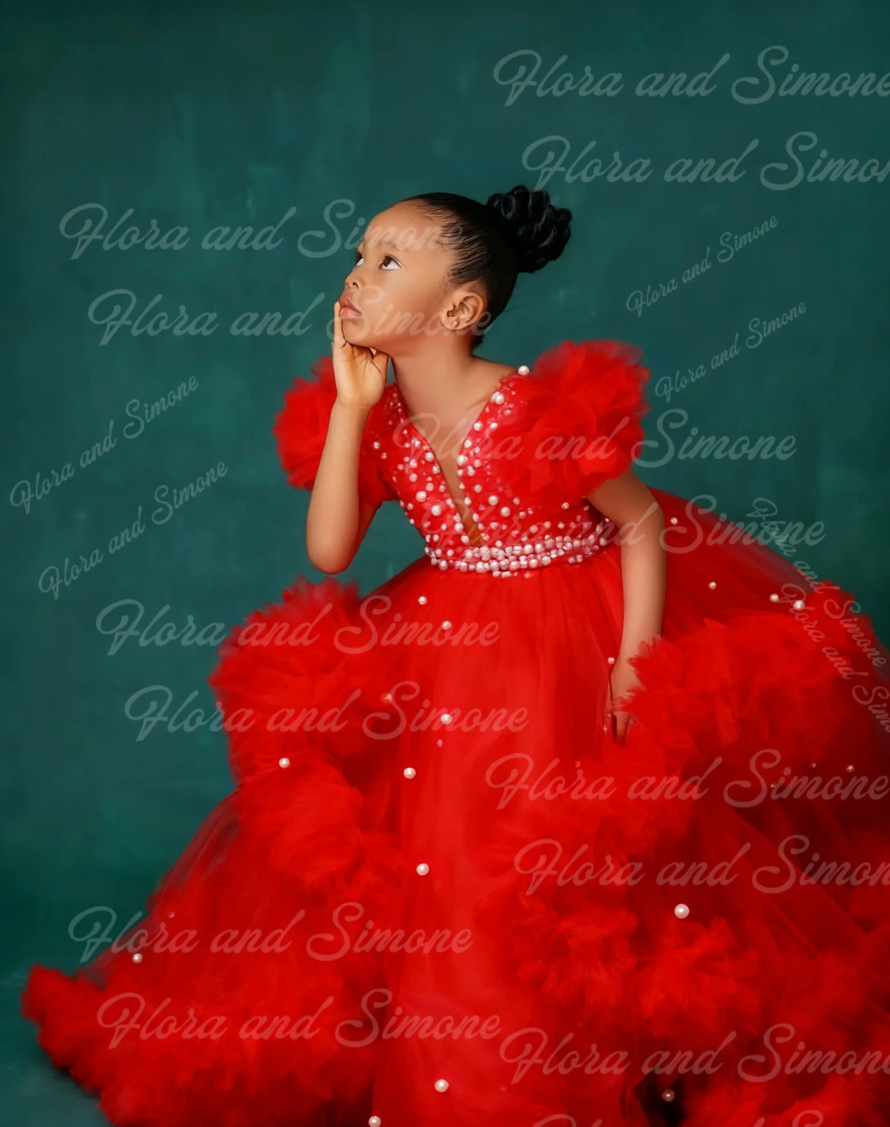 Vestido de niña de flores elegante rosa personalizado, tul esponjoso para ceremonias de boda, vestidos de fiesta de cumpleaños para niñas, vestidos de noche de baile