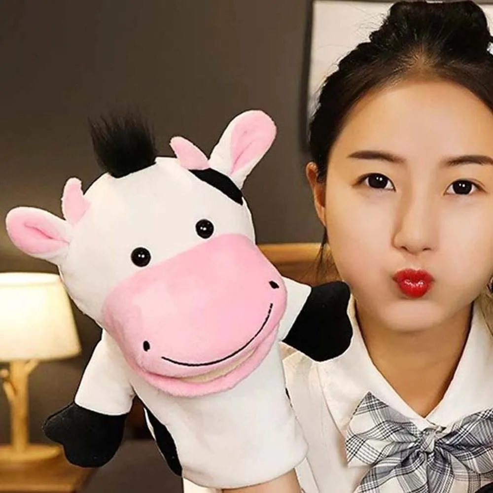 Knuffeldier Handpop Interactieve Cartoon Hand Vingerpoppetjes Koe Aap Sussen Poppen Kleuterschool Verhaal Rekwisieten