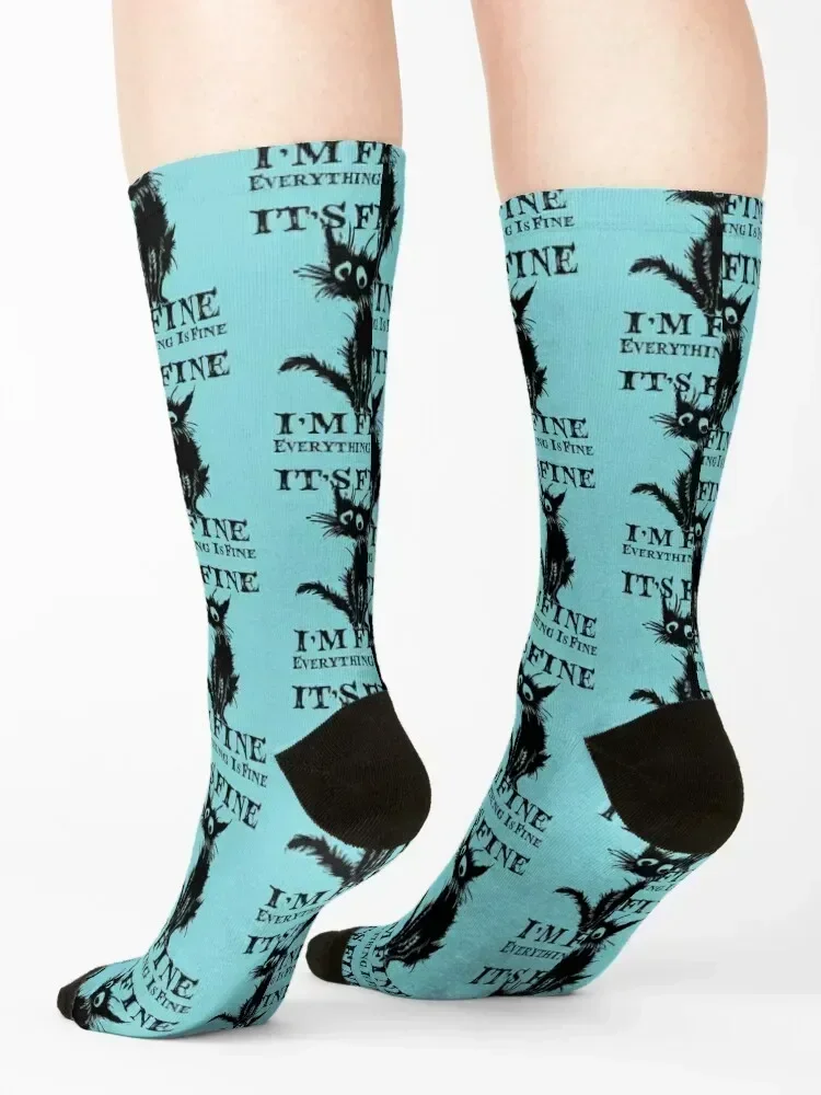 Womens It's Fine I'm Fine Everything Is Fine Funny Socks football Toe sports funny gift set Socks Girl Men's