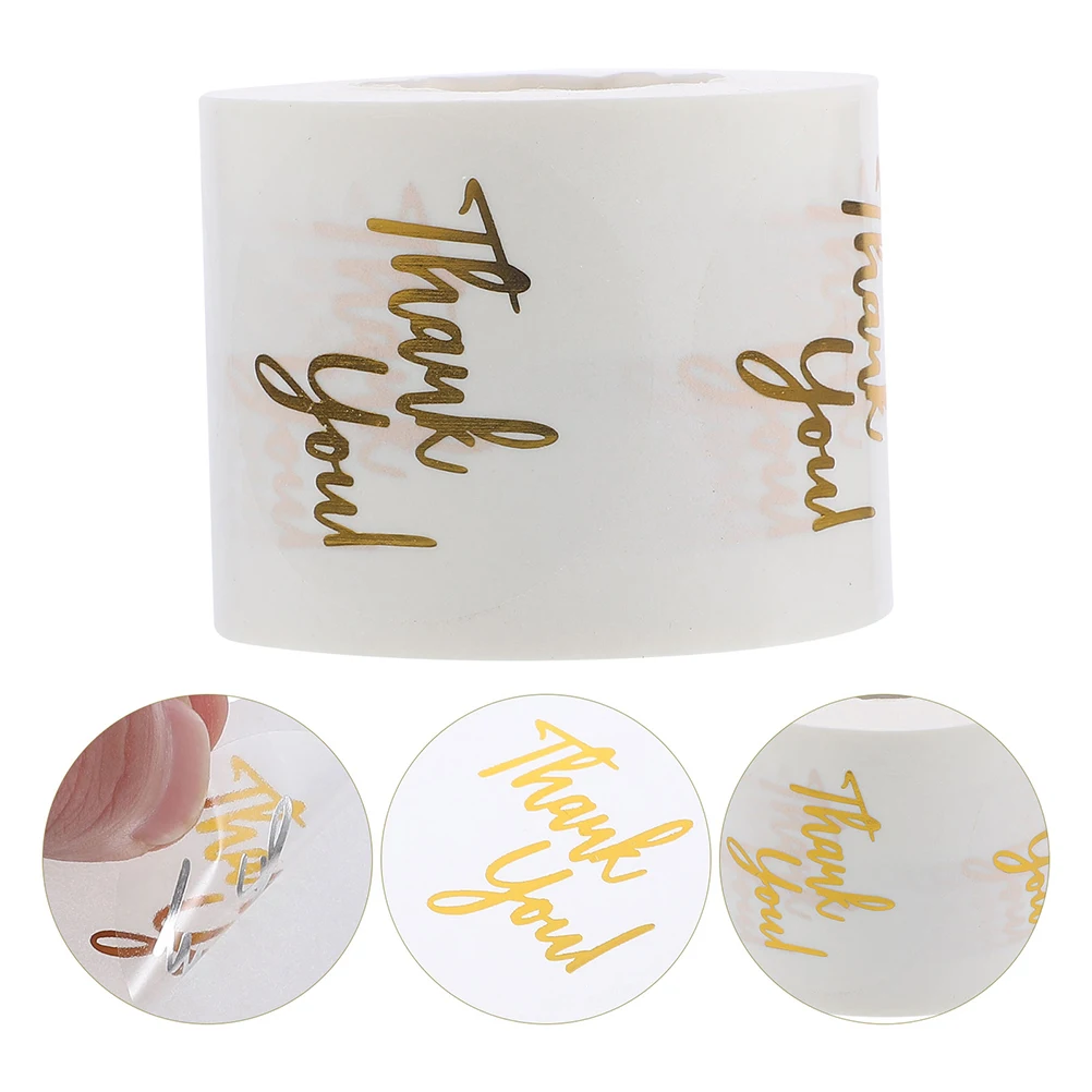 

4pcs 4 Rolls Transparent Gold Accented Thank You Stickers Round Self-Adhesive Sealing Labels For Gift Packaging Wedding Party