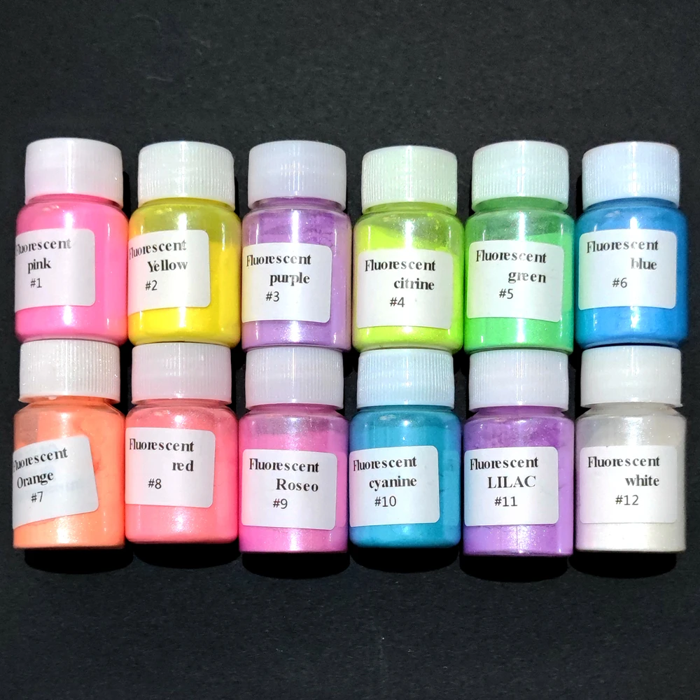 12 Stück fluor zierende Neon Perl glanz Glimmer Pulver Pigment DIY Epoxidharz & Schmuck Bade bombe Seife Kerze Farbstoff kosmetische Qualität Pigment