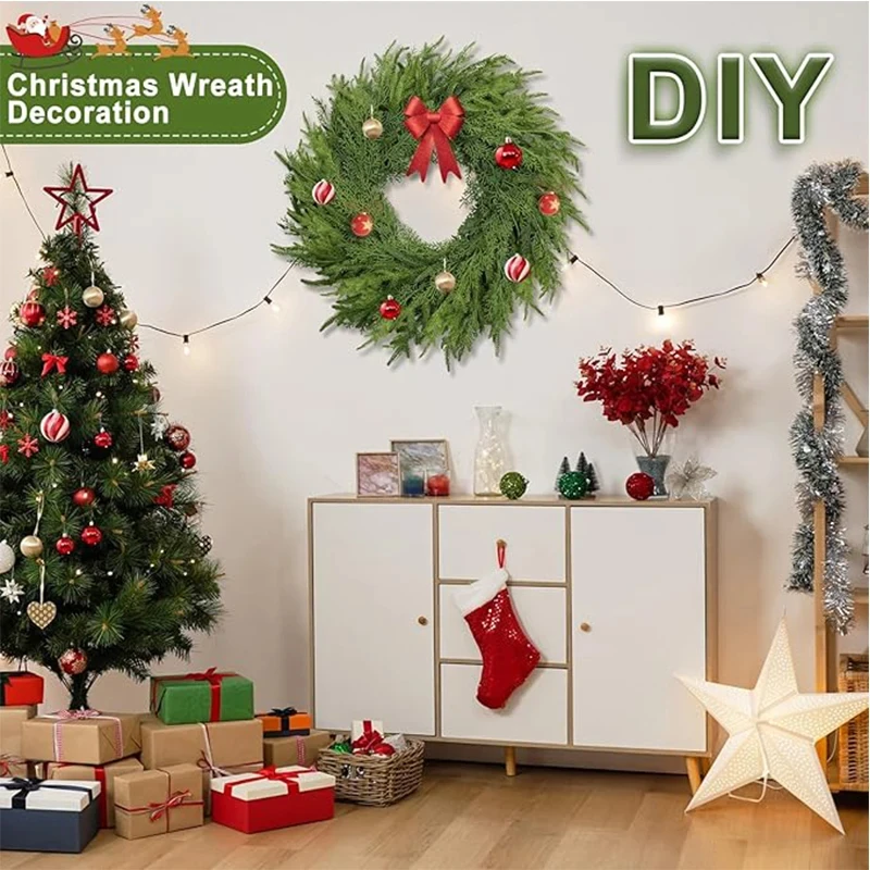 عيد الميلاد واقعية نورفولك الصنوبر إكليل الاصطناعي الصنوبر الخضرة جارلاند عيد الميلاد عطلة الموسمية الداخلية ديكور المنزل صمام #5