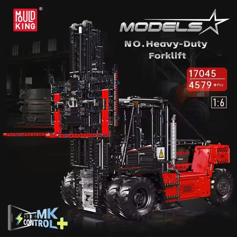 Mould King 17044 MOC High-Tech APP RC Heavy-Duty Forklift Truck Building Block Engineering Assembly Toys Christmas Gift For Kids