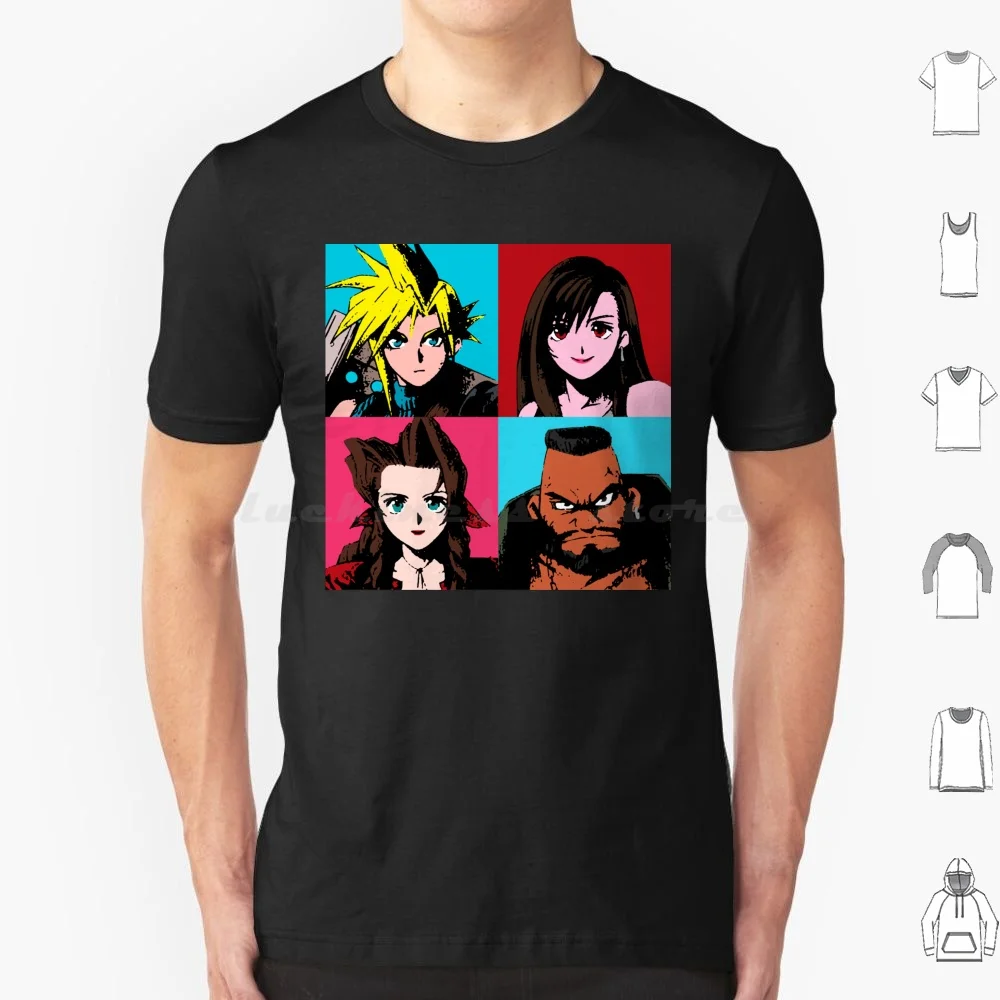 Camiseta Final Warhol Fantasy 6xl de algodón, camiseta genial de videojuegos, Final Fantasy Cloud Barret Tifa Aerith Pop Portraid