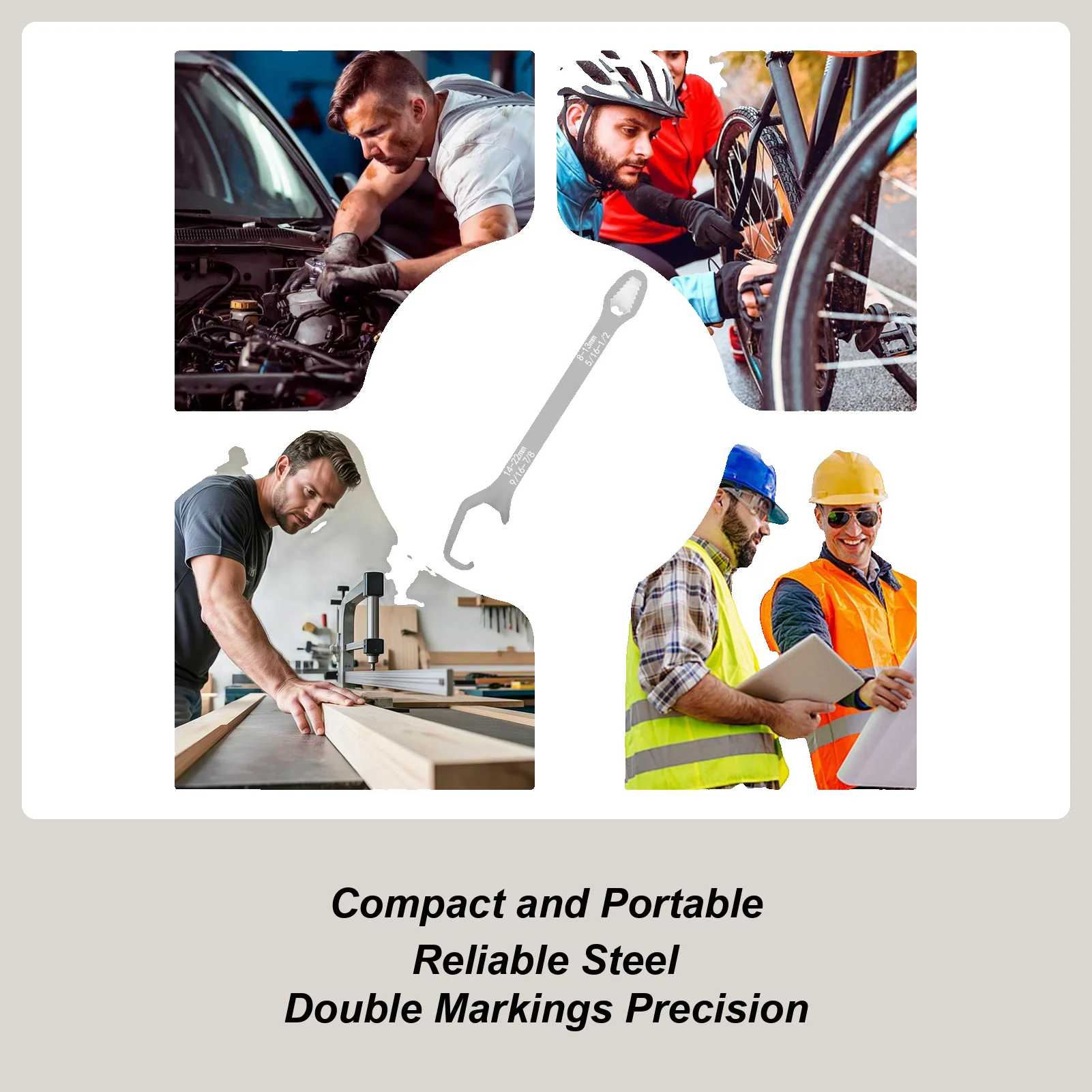 

Универсальный гаечный ключ, инструмент, застежка для гаек из стали высокой твердости, 8-22 мм, велосипедный гаечный ключ для строительства, автомобильного велосипеда