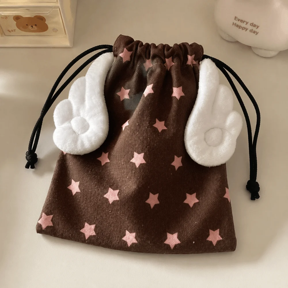 Fashion Canvas Drawstring Makeup Bag Dustproof Star Pattern Small Organizer Portable Rope Cosmetics Bag Jewelry Storage