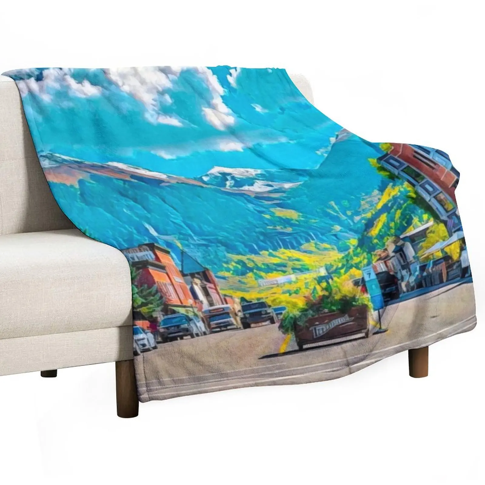 

Telluride Colorado Throw Blanket bed plaid Thin Custom Sofa Blankets
