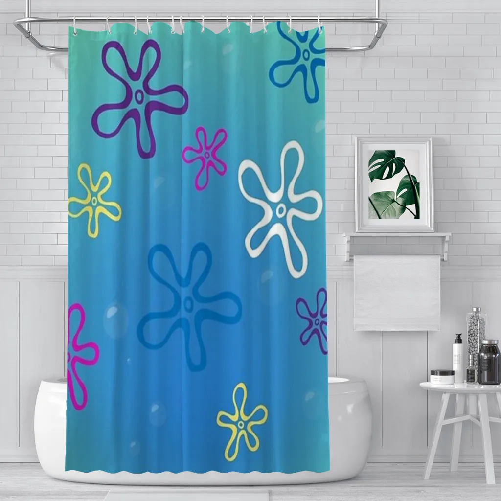 

Ocean Flowers Unique decor Modern Fabric Bathroom Shower Curtains art design Print Curtain