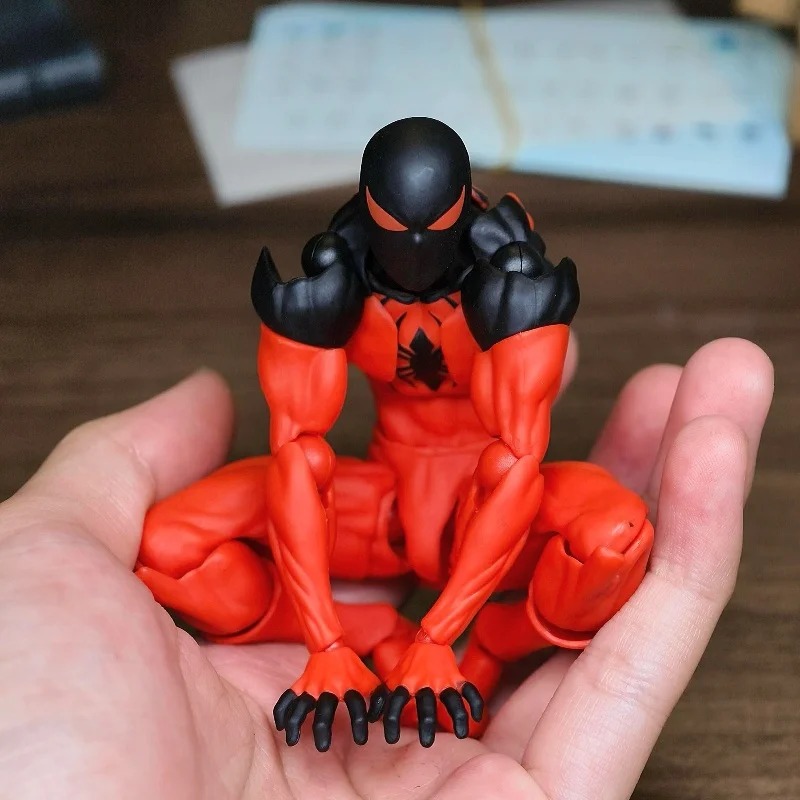 

In Stock Original Spider Man Red And Black Suit Symbiote Kaine Pvc Collectible Model Ornament Action Figure Anime Birthday Gifts