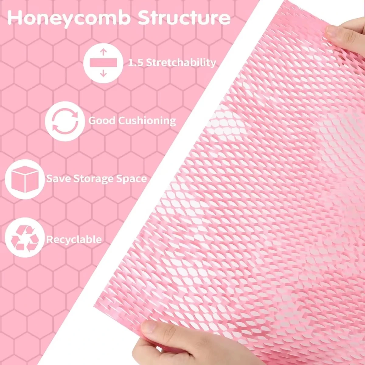 

Hot Sellers 30cmx3m Five colors honeycomb paper, transport gift wrap, cushioning filling material can be recycled kraft paper.