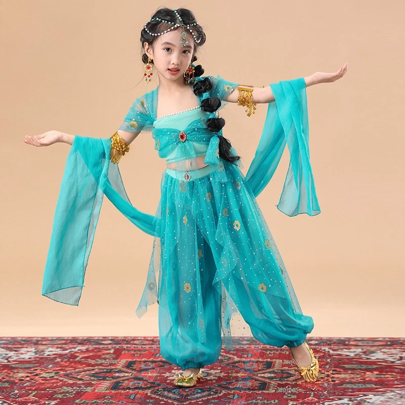 

Танцевальные костюмы, детские костюмы Hanfu со старинными римами для девочек, экзотические костюмы принцессы в западном регионе для женщин