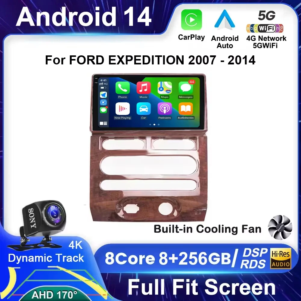 

Android 14 For FORD EXPEDITION 2007 - 2014 WOODEN Car Radio Multimedia Video Player Navigation GPS 360 Camera Auto Carplay 4G BT