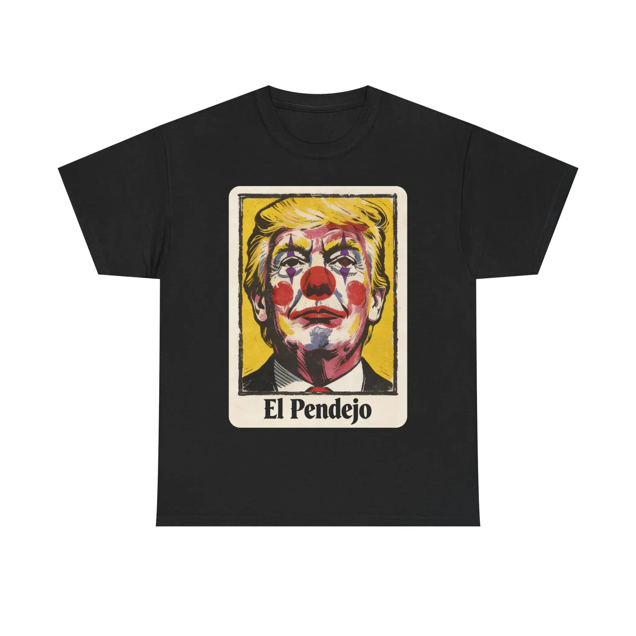 Political Satirical El Pendejo Clown Portrait T-Shirt - Short-Sleeve, Round Neck Streetwear Top for Men - Summer Casual Oversized Funny Statement Clothing Gift, Shortsleeve