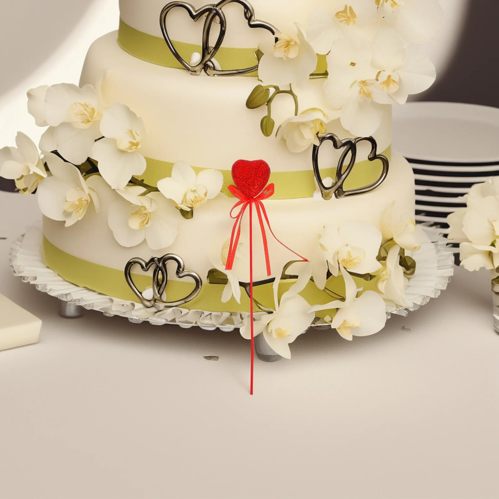 

10Pcs Heart Picks Festive Glitter Ornament for Valentine Day Wedding Birthday Cake Cupcake Floral Decoration Accessories