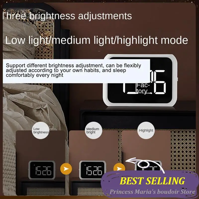 AB30-Digital Alarm Clock For Bedroom,Three Brightness Dimmer, Temperature,Snooze,Adjustable Alarm Volume,Bedside Clocks