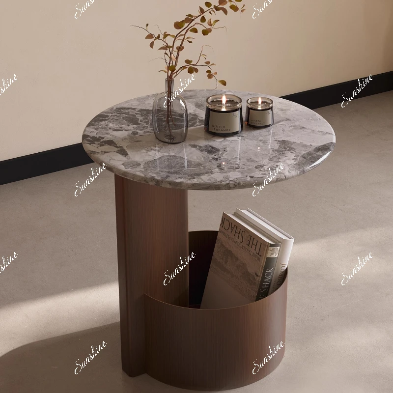 

Minimalist marble sofa, living room, small circle, balcony, advanced rock slab corner