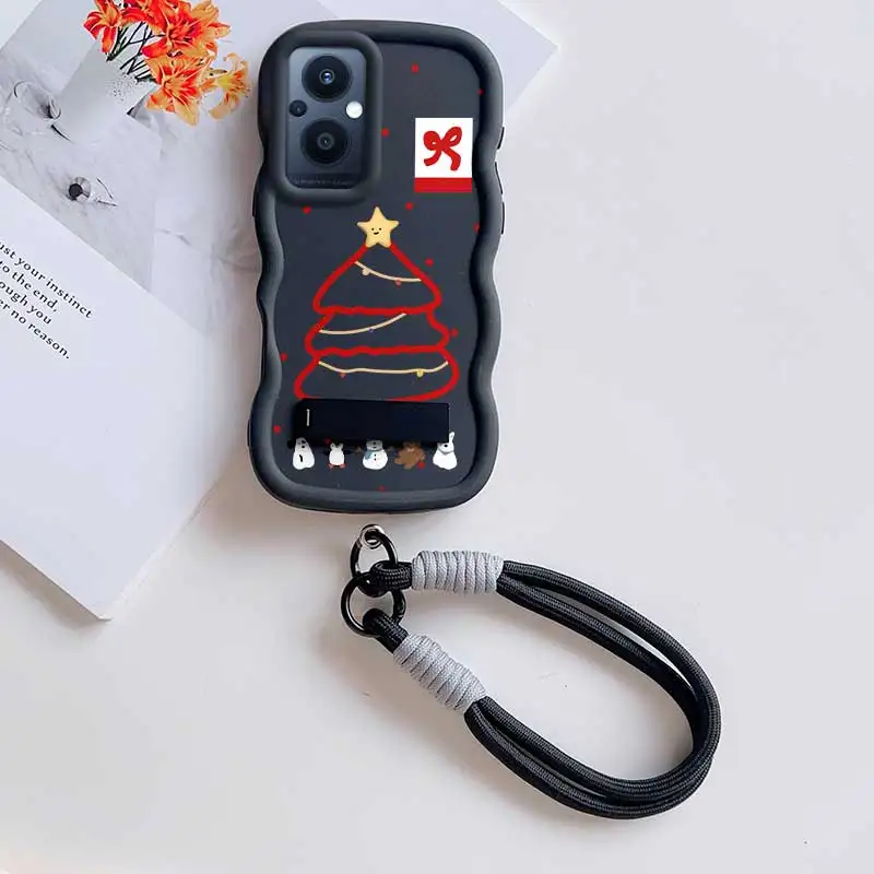 À prova de choque com cordão e suporte árvore de natal vermelha moda pronta flexível para oneplus nord n20 5g caso com oneplus nord n20