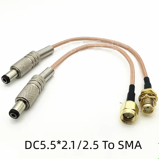 SMA to DC male power plug connection line DC5.5*2.1/2.5 to SMA male and female connector RG316 cable.