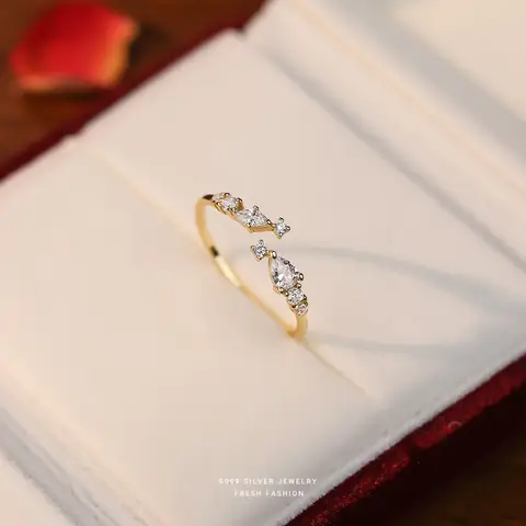 여성을위한 진짜 999 스털링 실버 반지 웨딩 파티 보석 기질 반짝 이는 CZ 우아한 반지 파인 쥬얼리