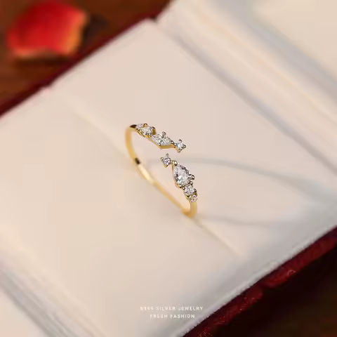 Real 999 Sterling Silver Rings For Women Wedding Party Jewelry Temperament Shiny CZ Elegant Ring Fine Jewelry