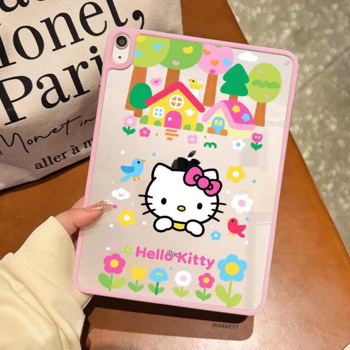 

Sanrio Hello Kittys, односторонний защитный чехол для Ipad 10, новый акриловый чехол с милым принтом для студенток и девочек, в форме сердца, предотвращающий падение, плоский корпус