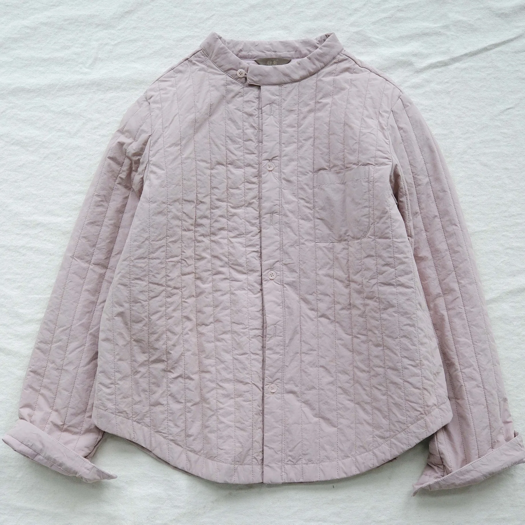 Thickened Cotton Shirt Stand Collar Slim Fit Casual Striped Quilted Warm Cotton Clothes Small Cotton Jacket Winter Wear