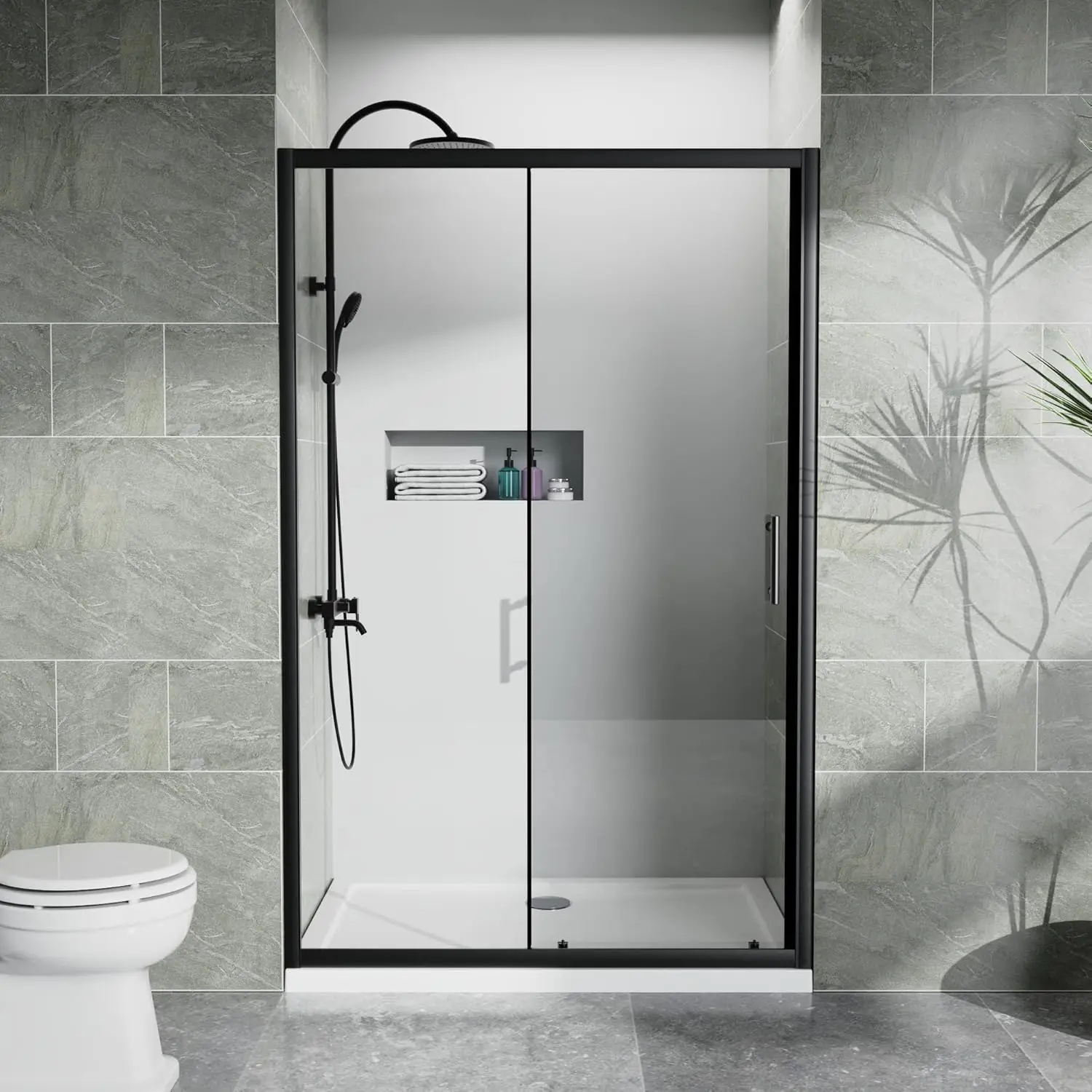 

Shower Door,48.in W x 72.in H,1/5 inch Thick Aluminum Frame Clear Tempered Glass Sliding Shower Doors with SGCC Standards,Stainl