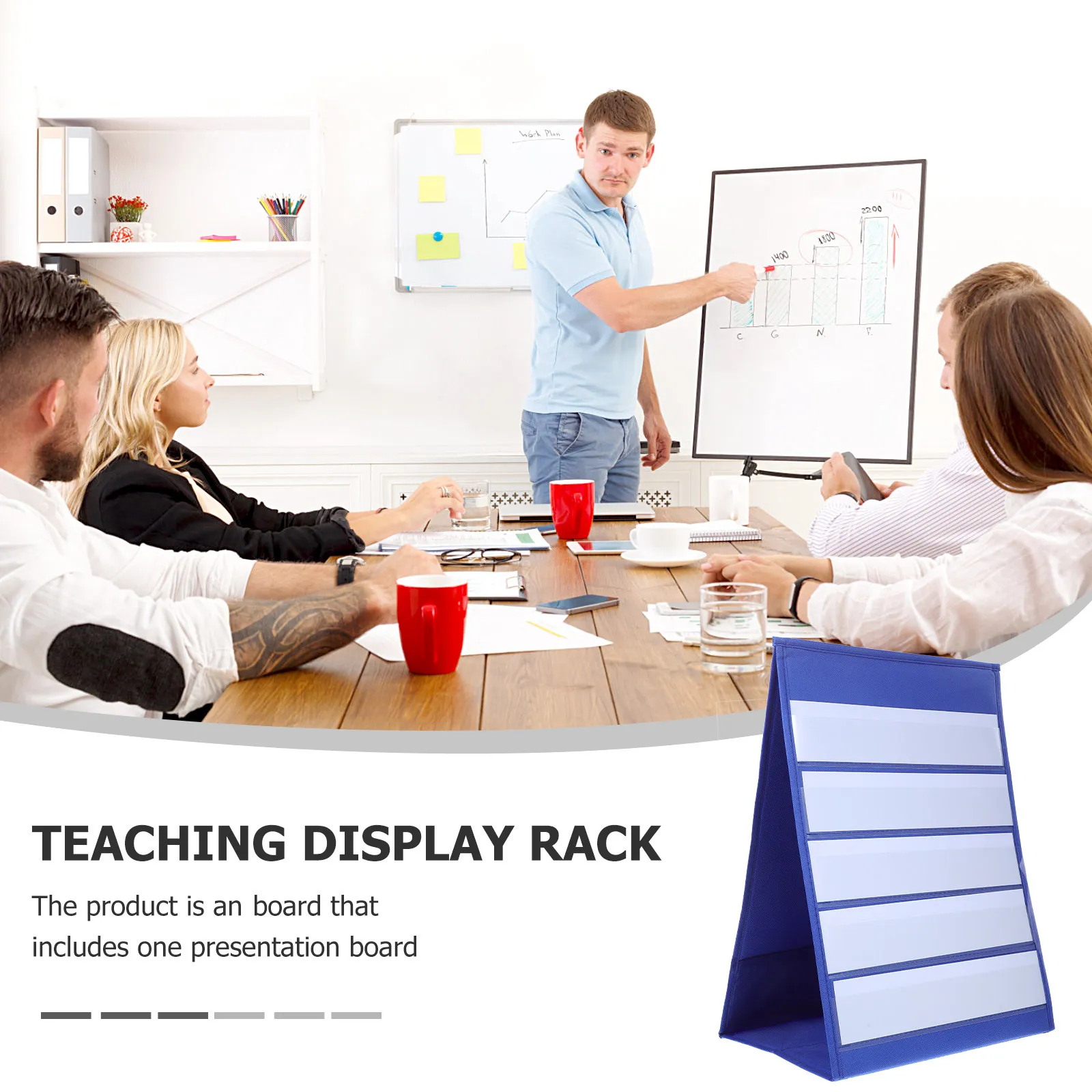 20Pcs Teaching Display Stand Pet Material Desktop Pocket Chart 43x33cm Double Sided Self-Standing Board for Office School