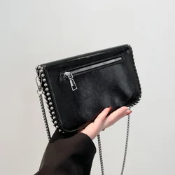 Luxury Leopard Clutch Bag PU Leather Shoulder Side Bags for Women Chain Mobile Phone Purses Crossbody Bags Punk Fashion Handbags