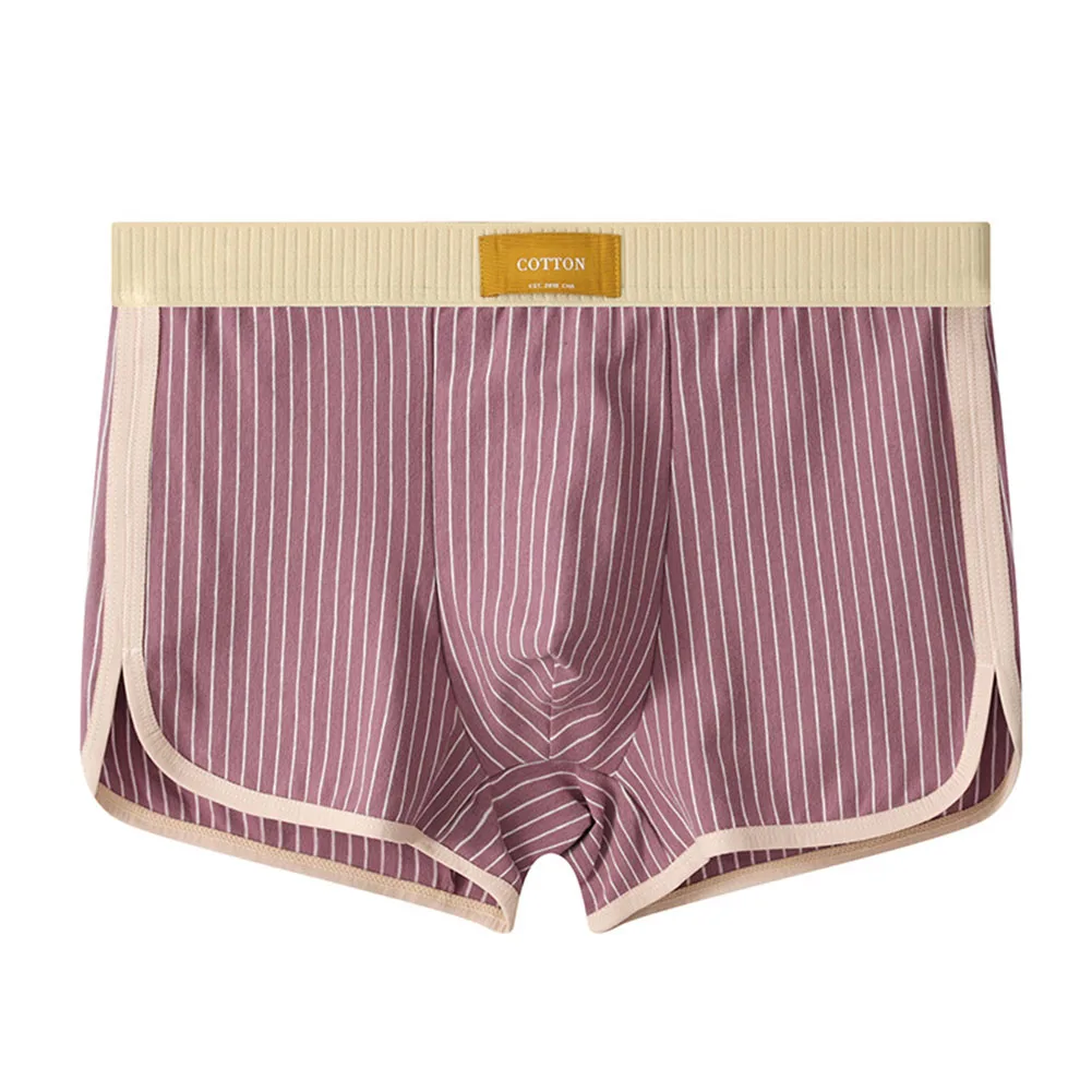 

Breathable Boxers Mens Boxer Briefs For Casual Wear For Sleeping Green Breathable Medium Stretch Stripes Pattern