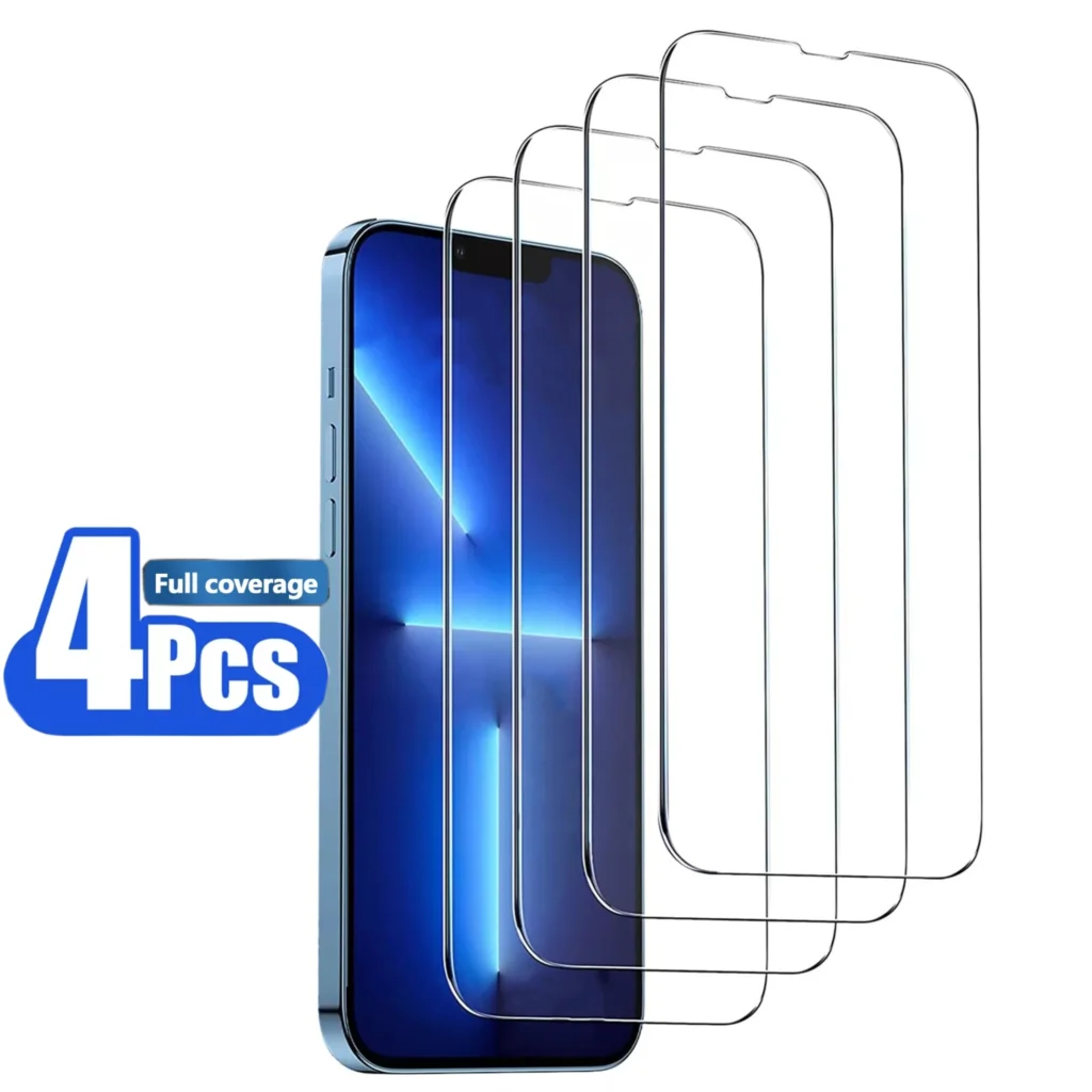 4 قطعة زجاج مقسى شفاف 9H HD لهاتف آيفون 17 Air 16 15 Plus 14 13 12 mini 11 Pro Xs Max XR واقي للشاشة #2