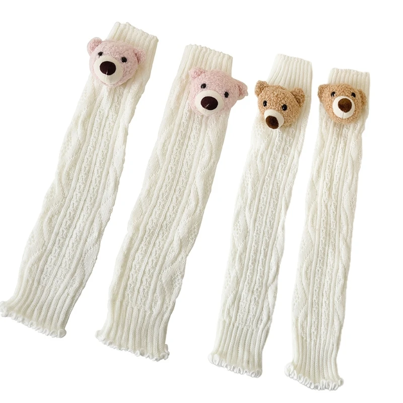 

Women Cartoon Bear for Doll Knit Leg Warmers Lolita Kawaii Crochet Foot Cover So