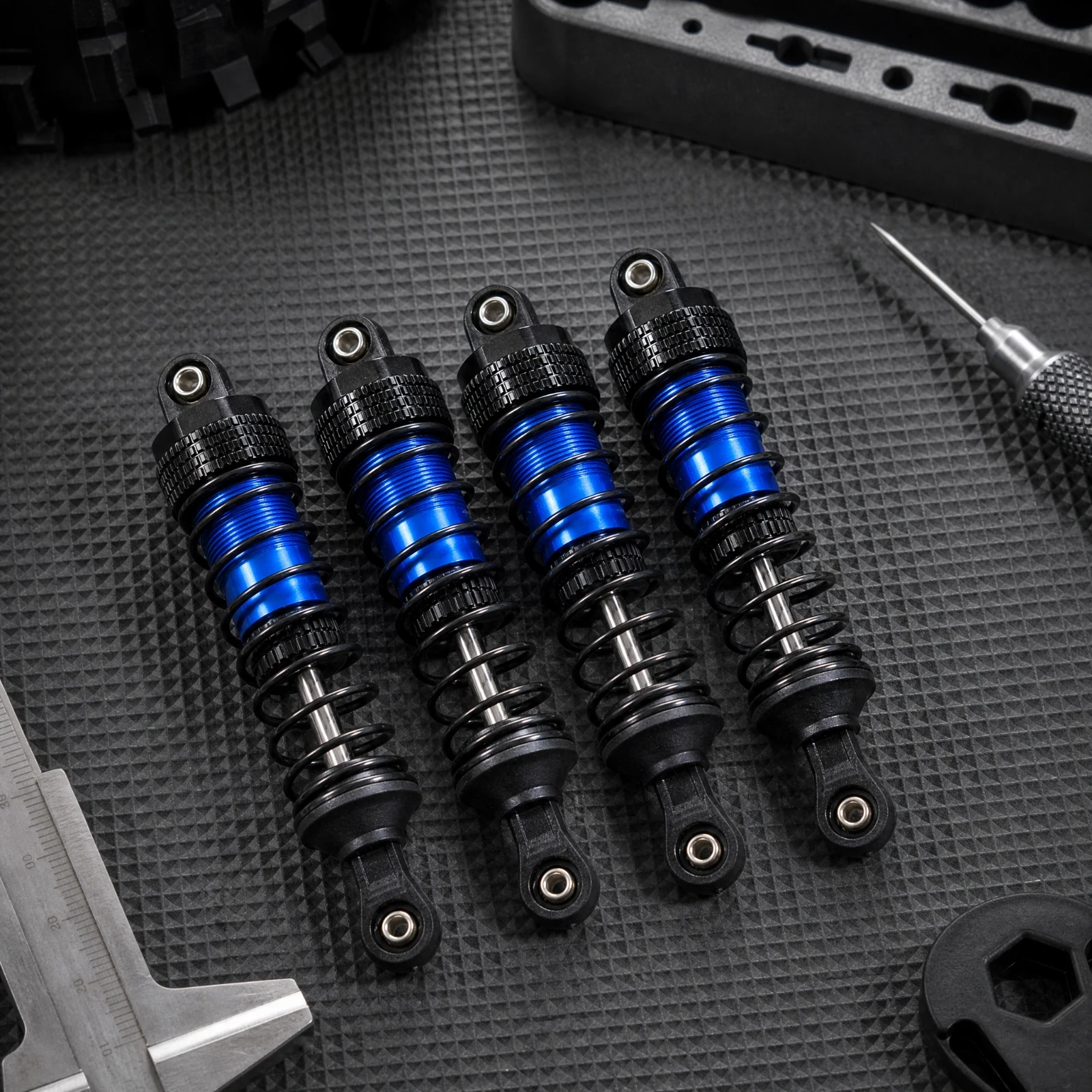 4 Pieces Adjustable Threaded Body RC Shock Anodized Adjustable Oil Damper Shock Absorption Component Long Lasting