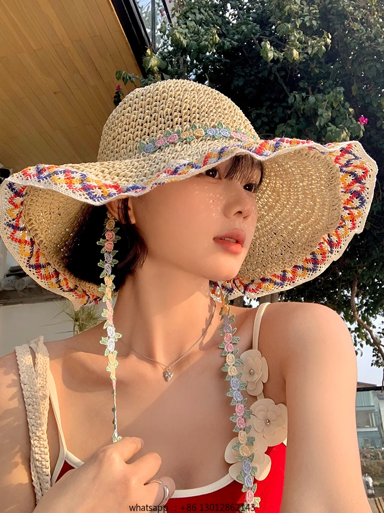 

Big brim straw hat seaside beach vacation sun hat