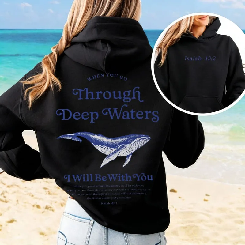 كريستيان هوديي المحيط مستوحاة نمط الشاطئ هوديي المسيحية جوز الهند فتاة الحوت يسوع هوديي المحيط الحيوان هوديي المرأة هودي #6