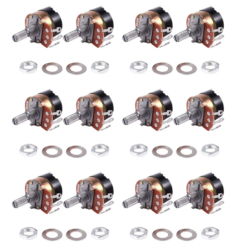 

AA81-12Pcs 500K Ом одиночные линейные конические потенциометры с переключателем включения/выключения