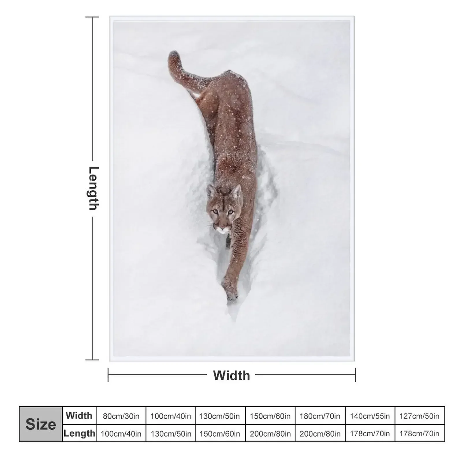 Deep Snow Cougar Throw Blanket Polar Vintage Blankets