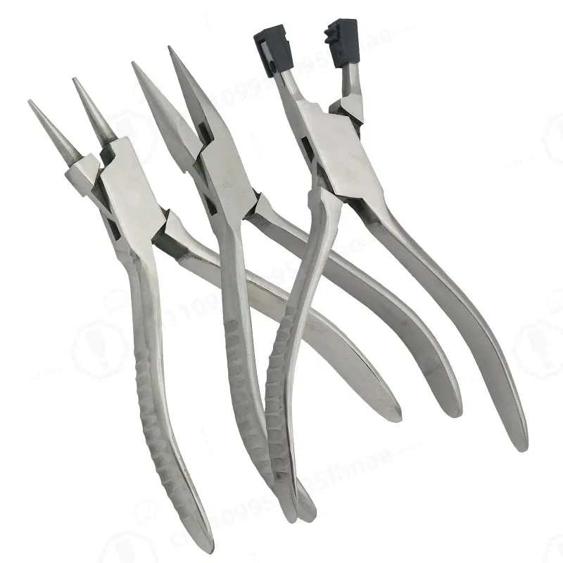 Stainless Steel Jewelry Making Pliers Round Flat Side‑Bent Needle Nose Special Pliers for Metal Wire Bending Craft Work